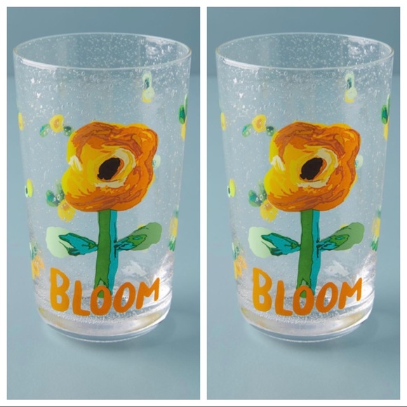 2 Anthropologie Carolyn Gavin Bloom Juice Glasses